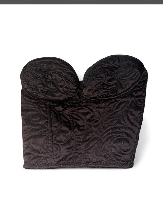 Zara Other - Zara adjustable black floral embroidered satin corset with sweetheart neck line